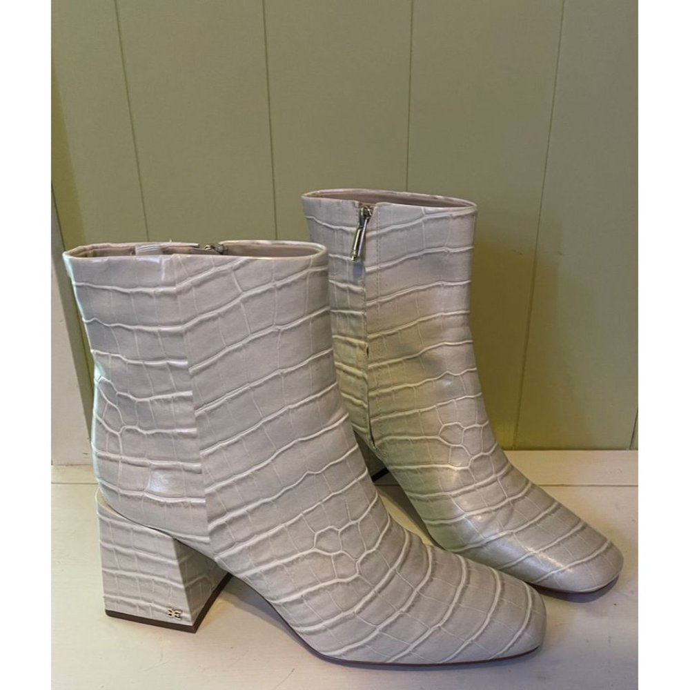 Sam Edelman ​Codie Croc-Embossed Leather Ankle Boots - Women's Size 11